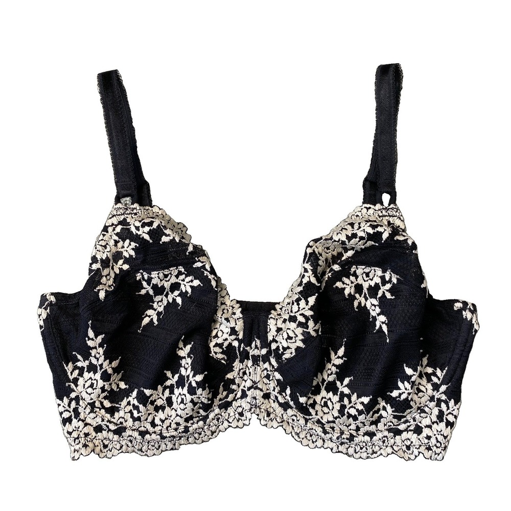 Wacoal Bra Womens 38DDD Embrace Lace Underwire 65191 Black White Floral